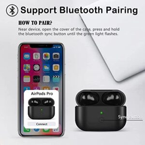 Wireless Charging Case Compatible with AirPods Pro, Qi-Certified for Airpods Pro Charger Replacement Cases, Support Bluetooth Pairing&Sync Button, 660 Mah Built-in Battery, Black(Earbuds Not Included)