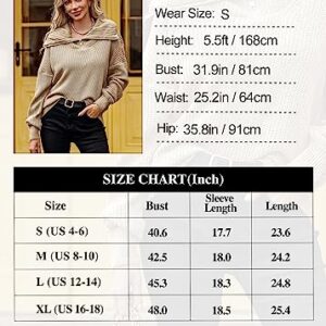 KIRUNDO Women's 2023 Fall Winter Long Sleeve Quarter Zip Pullover Casual V Neck Ribbed Knit Sweaters Jumper Tops(Wine Red, Medium)