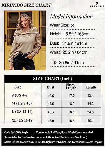 KIRUNDO Women's 2023 Fall Winter Long Sleeve Quarter Zip Pullover Casual V Neck Ribbed Knit Sweaters Jumper Tops(Wine Red, Medium)