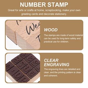 Kisangel 32Pcs Rubber Wooden Stamps Number Week Months Stamps Vintage Journal Stamps for Scrapbooking Diary Planner (Number+ Week+ Month)