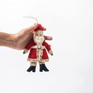 De Kulture Handmade Premium Wool Felt Christmas Santa Claus Ornament Eco Friendly Needle Felted Stuffed Ideal for Home Office Decoration Holiday Decor, 1.5x1.5x4.7 (LWH) Inches