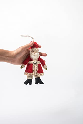 De Kulture Handmade Premium Wool Felt Christmas Santa Claus Ornament Eco Friendly Needle Felted Stuffed Ideal for Home Office Decoration Holiday Decor, 1.5x1.5x4.7 (LWH) Inches