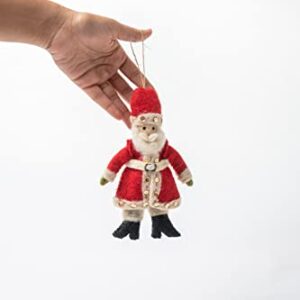 De Kulture Handmade Premium Wool Felt Christmas Santa Claus Ornament Eco Friendly Needle Felted Stuffed Ideal for Home Office Decoration Holiday Decor, 1.5x1.5x4.7 (LWH) Inches