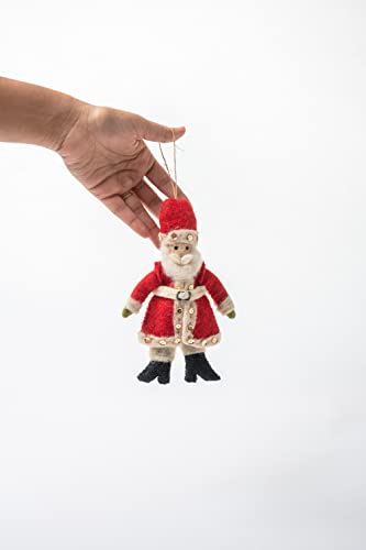 De Kulture Handmade Premium Wool Felt Christmas Santa Claus Ornament Eco Friendly Needle Felted Stuffed Ideal for Home Office Decoration Holiday Decor, 1.5x1.5x4.7 (LWH) Inches