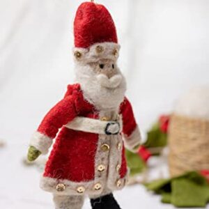 De Kulture Handmade Premium Wool Felt Christmas Santa Claus Ornament Eco Friendly Needle Felted Stuffed Ideal for Home Office Decoration Holiday Decor, 1.5x1.5x4.7 (LWH) Inches