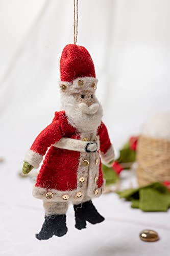 De Kulture Handmade Premium Wool Felt Christmas Santa Claus Ornament Eco Friendly Needle Felted Stuffed Ideal for Home Office Decoration Holiday Decor, 1.5x1.5x4.7 (LWH) Inches