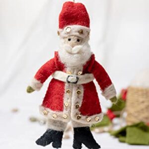 De Kulture Handmade Premium Wool Felt Christmas Santa Claus Ornament Eco Friendly Needle Felted Stuffed Ideal for Home Office Decoration Holiday Decor, 1.5x1.5x4.7 (LWH) Inches