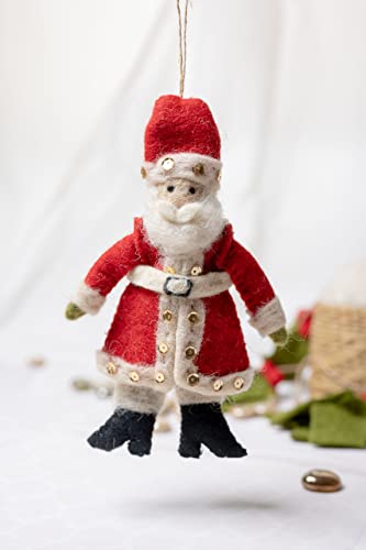 De Kulture Handmade Premium Wool Felt Christmas Santa Claus Ornament Eco Friendly Needle Felted Stuffed Ideal for Home Office Decoration Holiday Decor, 1.5x1.5x4.7 (LWH) Inches