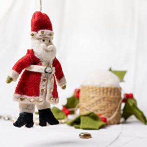 De Kulture Handmade Premium Wool Felt Christmas Santa Claus Ornament Eco Friendly Needle Felted Stuffed Ideal for Home Office Decoration Holiday Decor, 1.5x1.5x4.7 (LWH) Inches