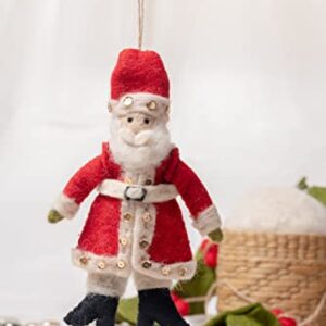 De Kulture Handmade Premium Wool Felt Christmas Santa Claus Ornament Eco Friendly Needle Felted Stuffed Ideal for Home Office Decoration Holiday Decor, 1.5x1.5x4.7 (LWH) Inches