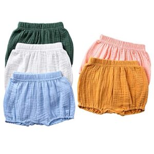 eishow 5 packs infant baby summer shorts soft loose bloomers unisex girls boys cotton linen blend harem triangle shorts pants