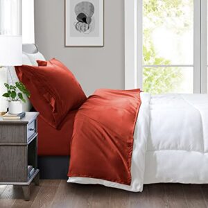 Entisn 4pcs Brushed Microfiber Sheet Queen Size Sets, 1800 Thread Count Ultra-Soft Egyptian Quality Bed Sheets, Orange Luxury Bedding Sheets with 16" Deep Pockets, Breathable & Cozy & Anti-Wrinkle