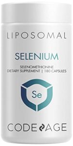 codeage selenium 200 mcg supplement, 6-month supply, immune support, mineral cofactor selenomethionine, phospholipids, vegan, liposomal delivery, 180 capsules