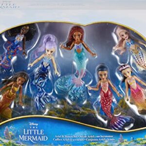 Disney The Little Mermaid Ariel and Sisters Small Doll Set, Collection of 7 Mermaid Dolls, Toys Inspired by The Movie