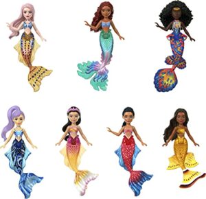 disney the little mermaid ariel and sisters small doll set, collection of 7 mermaid dolls, toys inspired by the movie