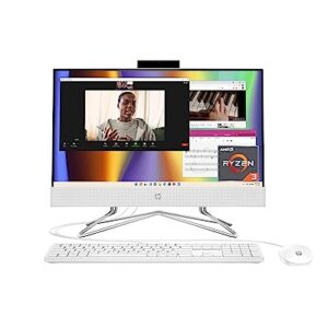 HP All-in-One PC Desk Computer, 21.5" Full HD Micro-Edge Display, AMD Ryzen 3 Processor, AMD Radeon Graphics, 8 GB SDRAM, 256 GB SSD, Windows11 Home OS, MU-MIMO, Bluetooth, and Wi-Fi (22-dd0032, 2022)