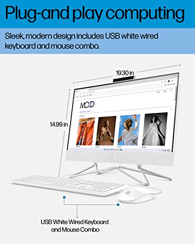 HP All-in-One PC Desk Computer, 21.5" Full HD Micro-Edge Display, AMD Ryzen 3 Processor, AMD Radeon Graphics, 8 GB SDRAM, 256 GB SSD, Windows11 Home OS, MU-MIMO, Bluetooth, and Wi-Fi (22-dd0032, 2022)