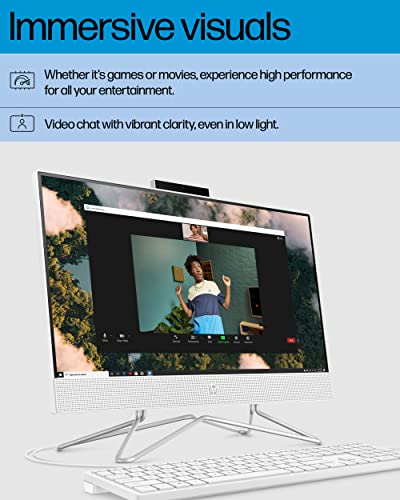 HP All-in-One PC Desk Computer, 21.5" Full HD Micro-Edge Display, AMD Ryzen 3 Processor, AMD Radeon Graphics, 8 GB SDRAM, 256 GB SSD, Windows11 Home OS, MU-MIMO, Bluetooth, and Wi-Fi (22-dd0032, 2022)