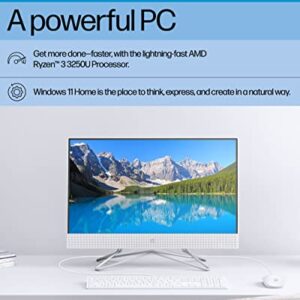 HP All-in-One PC Desk Computer, 21.5" Full HD Micro-Edge Display, AMD Ryzen 3 Processor, AMD Radeon Graphics, 8 GB SDRAM, 256 GB SSD, Windows11 Home OS, MU-MIMO, Bluetooth, and Wi-Fi (22-dd0032, 2022)