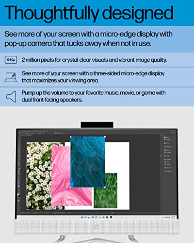 HP All-in-One PC Desk Computer, 21.5" Full HD Micro-Edge Display, AMD Ryzen 3 Processor, AMD Radeon Graphics, 8 GB SDRAM, 256 GB SSD, Windows11 Home OS, MU-MIMO, Bluetooth, and Wi-Fi (22-dd0032, 2022)