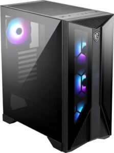 msi mpg gungnir 120r - premium mid-tower gaming pc case - tempered glass side panel - argb 120mm fans - liquid cooling support up to 360mm radiator - vented front panel