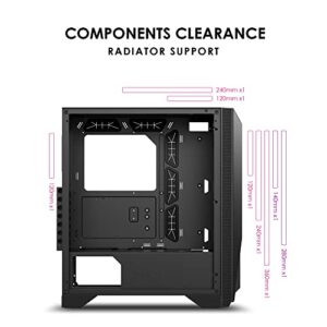MSI MPG GUNGNIR 120R - Premium Mid-Tower Gaming PC Case - Tempered Glass Side Panel - ARGB 120mm Fans - Liquid Cooling Support up to 360mm Radiator - Vented Front Panel