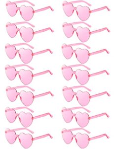 luckychris 14 pairs pink heart sunglasses for women transparent heart shaped sunglasses bulk fun sunglasses pack for party favor