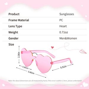 LUCKYCHRIS 14 Pairs Pink Heart Sunglasses for Women Transparent Heart Shaped Sunglasses Bulk Fun Sunglasses Pack for Party Favor