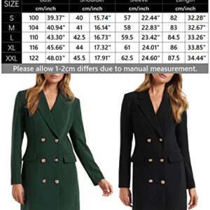 futurino Women's Casual Solid Color Long Sleeve Lapel Double Breasted Mid Length Suit Office Blazer Outwear Black