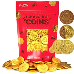 Milk Chocolate Coins, Gold Half Dollar Chocolate Coins, Made with Premium Belgian Chocolate, Nut Free, Non-GMO, Kosher Dairy (100-Pack)