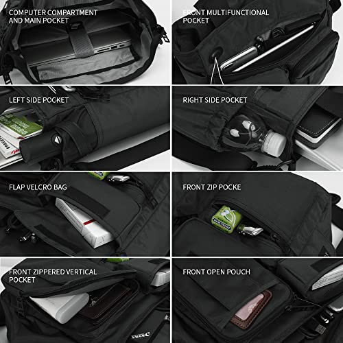 IX INOXTO Mens Messenger Bag Laptop Shoulder Bag Computer Work Office Bag Waterproof Briefcases for Travel Work (black)