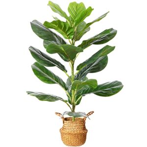 mosade artificial fiddle leaf fig tree 30" fake potted ficus lyrata plant with handmade seagrass basket, perfect faux plants home décor for indoor outdoor office porch balcony bedroom bathroom gift