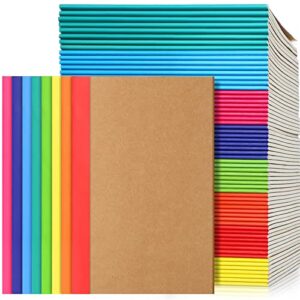 72 packs bulk a5 composition notebooks kraft lined journals with rainbow cover travel journal for kids girls boys , 8.3 x 5.5 inch, 60 pages