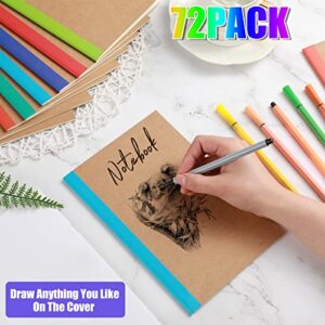 72 Packs Bulk A5 Composition Notebooks Kraft Lined Journals with Rainbow Cover Travel Journal for Kids Girls Boys , 8.3 x 5.5 Inch, 60 Pages
