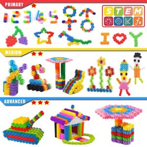 KASHIAOTE Gears Interlocking Learning Set, STEM Construction Toy Set - Building Kids Toys 180 Pcs - 10 Colors