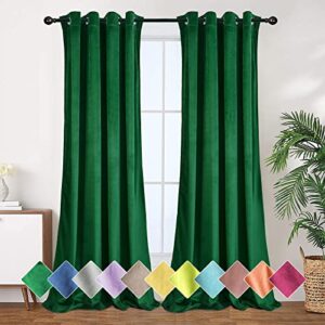 tony's collection emerald green velvet blackout curtains, christmas decoration room darkening curtains for living room window curtain for bedroom(52x63 inch, emerald, 2 panels)