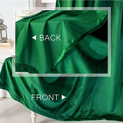 Tony's collection Emerald Green Velvet Blackout Curtains, Christmas Decoration Room Darkening Curtains for Living Room Window Curtain for Bedroom(52x63 Inch, Emerald, 2 Panels)