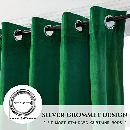 Tony's collection Emerald Green Velvet Blackout Curtains, Christmas Decoration Room Darkening Curtains for Living Room Window Curtain for Bedroom(52x63 Inch, Emerald, 2 Panels)