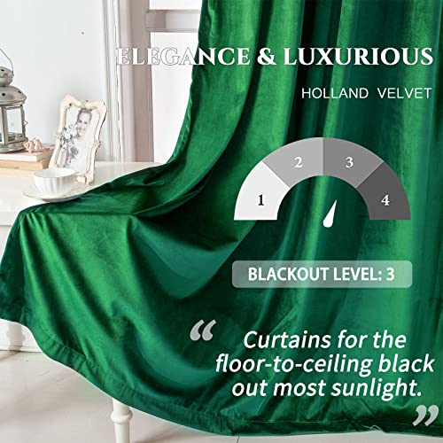 Tony's collection Emerald Green Velvet Blackout Curtains, Christmas Decoration Room Darkening Curtains for Living Room Window Curtain for Bedroom(52x63 Inch, Emerald, 2 Panels)