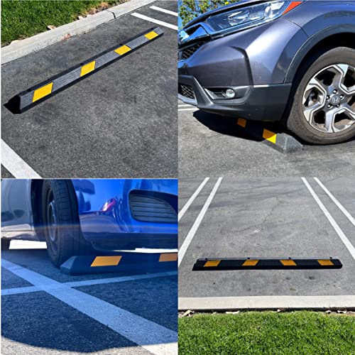 EasyGo Product Parking Lot Curb Wheel Stopper – Heavy Duty Rubber – 6 Ft Long – 72”X6”X4” - Parking Spaces, Crack, or Fade – 44,000 LB Capacity – 1 Pack