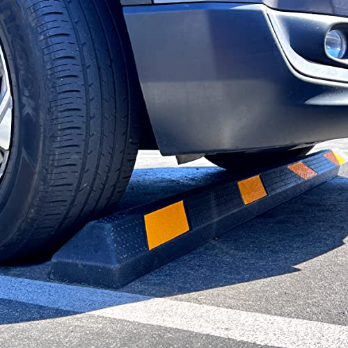 EasyGo Product Parking Lot Curb Wheel Stopper – Heavy Duty Rubber – 6 Ft Long – 72”X6”X4” - Parking Spaces, Crack, or Fade – 44,000 LB Capacity – 1 Pack