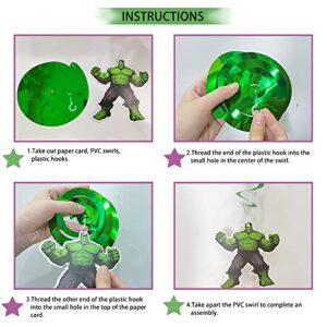 30 PCS Green Hero Party Hanging Swirl Decoration ,Heroes Theme Green Hero Hanging Swirl Foil Decorations Birthday Party Supplies
