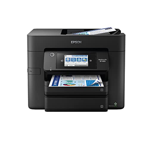 Epson Workforce Pro All-in-One WF-4833 Color Inkjet Printer, 4.3" Color Touchscreen Display, Wireless Connectivity, Automatic Duplex Printing, 4800x2400 dpi, Mobile Cloud Printing, Black, HDMI Cable