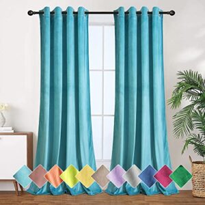 tony's collection turquoise velvet curtains curtains, super soft velvet textured thermal velvet curtains grommet window treatment for bedroom light blocking curtain(34x63 inch, turquoise, 2 panels)