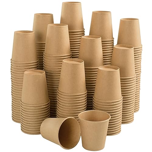 [300 Pack] 3 oz Paper Cups, Disposable Bathroom Cups, Brown Kraft Paper Cups, Sturdy and Durable, Leak-Proof, Small Mouthwash Cups, Mini Paper Cups for Parties, Picnics, Barbecues, Travel and Events