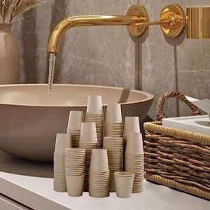 [300 Pack] 3 oz Paper Cups, Disposable Bathroom Cups, Brown Kraft Paper Cups, Sturdy and Durable, Leak-Proof, Small Mouthwash Cups, Mini Paper Cups for Parties, Picnics, Barbecues, Travel and Events