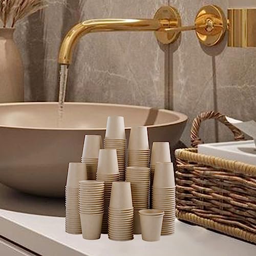 [300 Pack] 3 oz Paper Cups, Disposable Bathroom Cups, Brown Kraft Paper Cups, Sturdy and Durable, Leak-Proof, Small Mouthwash Cups, Mini Paper Cups for Parties, Picnics, Barbecues, Travel and Events