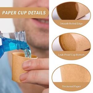 [300 Pack] 3 oz Paper Cups, Disposable Bathroom Cups, Brown Kraft Paper Cups, Sturdy and Durable, Leak-Proof, Small Mouthwash Cups, Mini Paper Cups for Parties, Picnics, Barbecues, Travel and Events