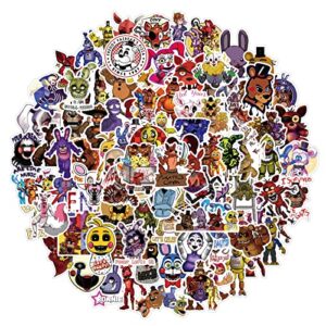 five nights at freddy's stickers 100pcs vinyl waterproof stickers for laptop water bottles skateboard computer phone bumper car,fnaf terror game stickers for teens kids adults