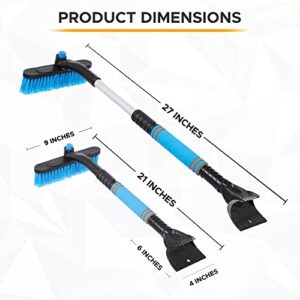 EcoNour 27" Extendable Snow Brush and Ice Scraper for Car Windshield | 2-in-1 Telescoping 360° Snow Brush with Pivoting Head | Window Ice Scraper for Snow Removal | Winter Car Accessories for Truck